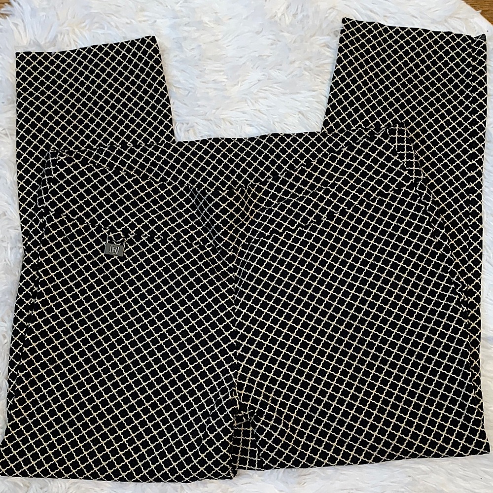 Rafaella Navy Patterned Pull On Cropped Pant - image 1